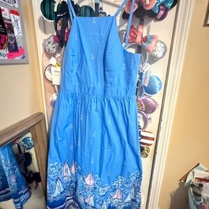 Lilly Pulitzer Blue Sailboat Midi Dress